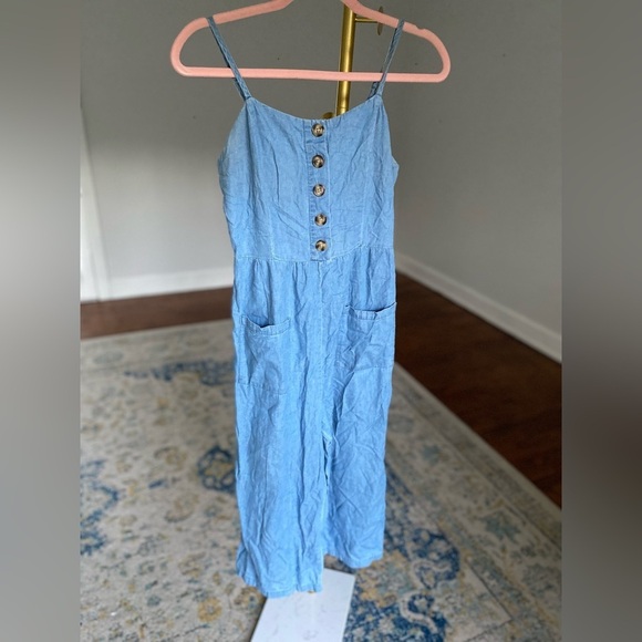 100% Cotton Denim Romper Jumpsuit Boho Summer Beach Justify Vaca Resort Travel - Picture 2 of 10